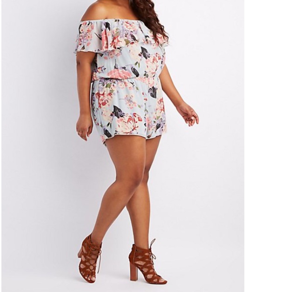 Floral off shoulder romper
